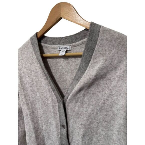 Athleta Westlake Gray Cardigan Sweater Wool Blend Button Front XS Athleisure - Picture 4 of 13